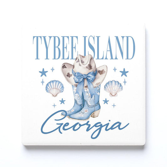Ceramic Square Coaster-Love+Local Coastal Cowgirl -0