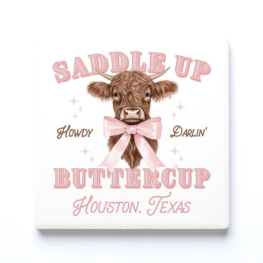 Ceramic Square Coaster-Love+Local Coquette Cowgirl -0