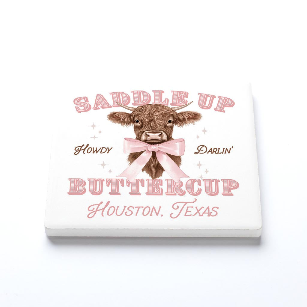 Ceramic Square Coaster-Love+Local Coquette Cowgirl -1