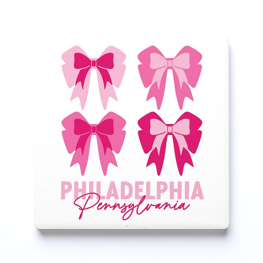 Ceramic Square Coaster-Love+Local Bonita Bows -0