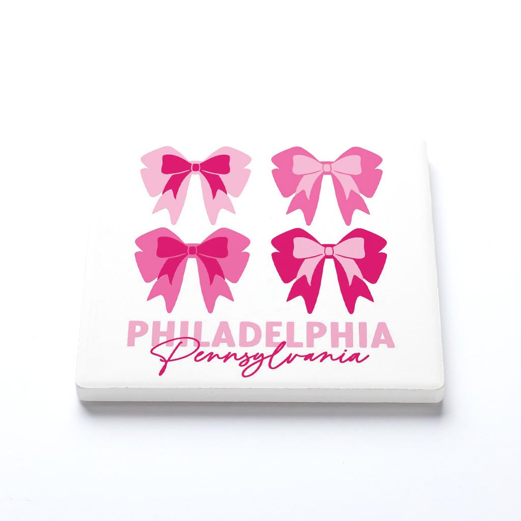 Ceramic Square Coaster-Love+Local Bonita Bows -1