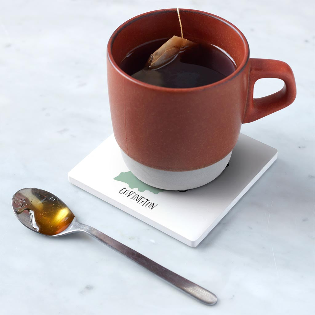 Ceramic Square Coaster-Home Sweet Home Covington Indiana -4