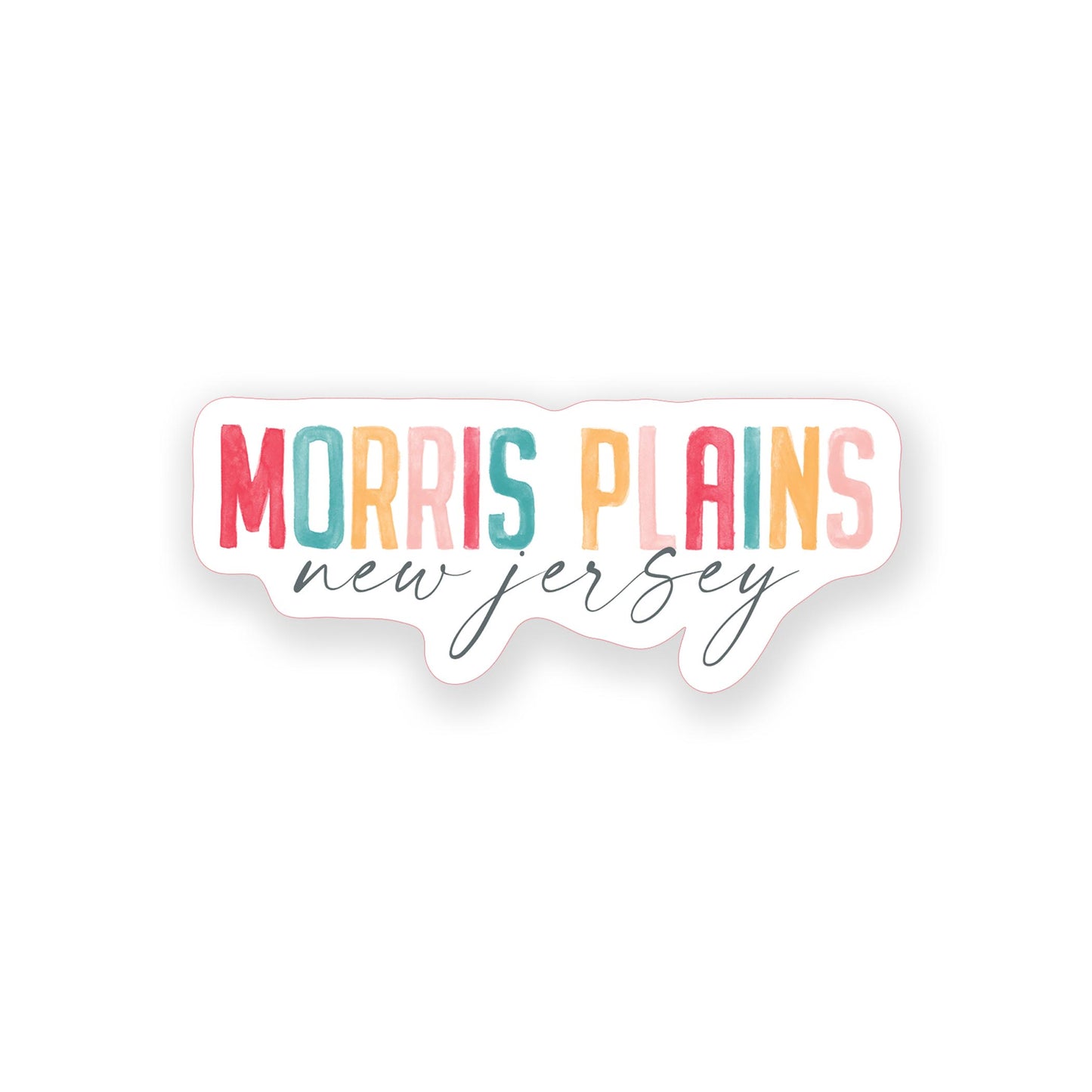 Vinyl Sticker-Watercolor City Morris Plains New Jersey -0