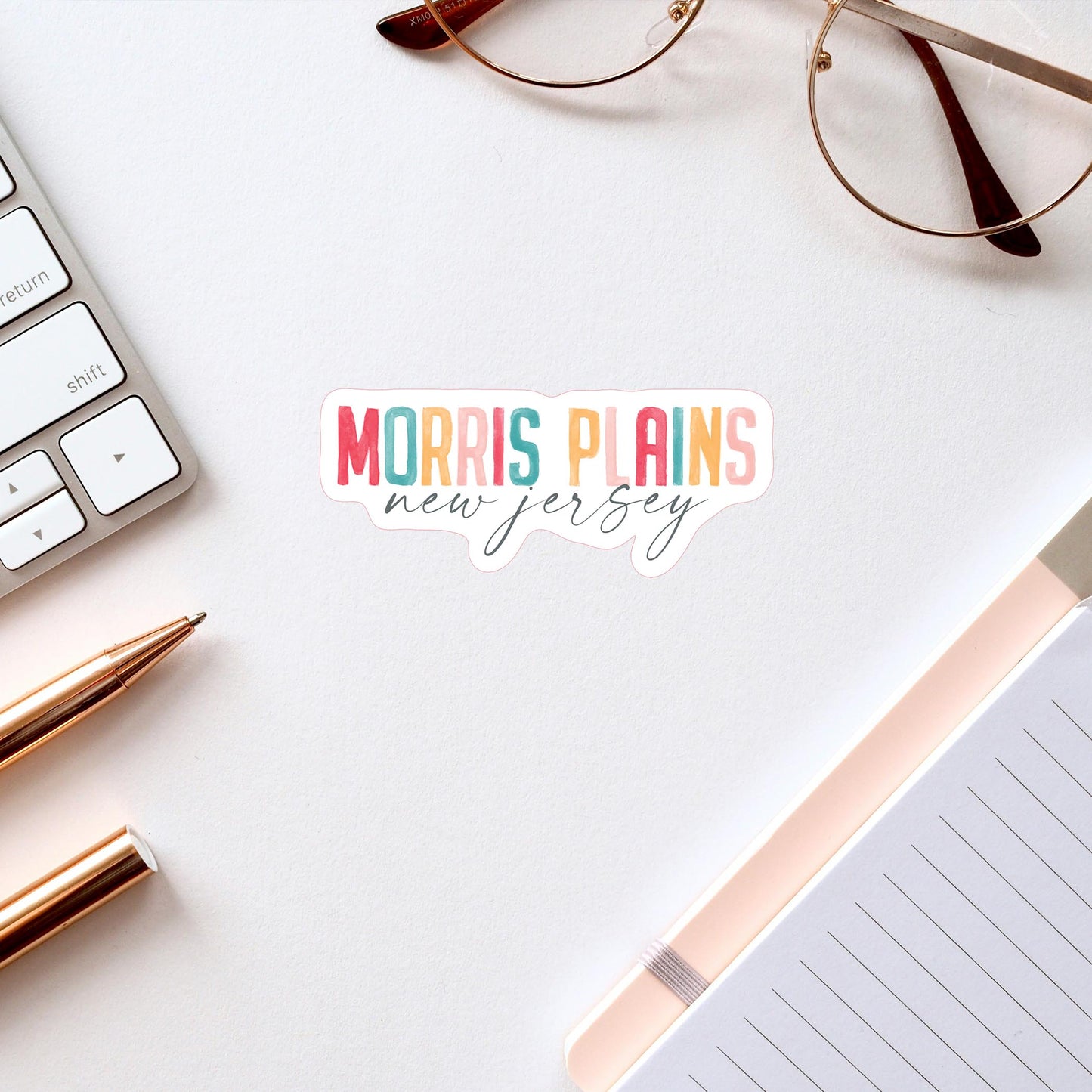 Vinyl Sticker-Watercolor City Morris Plains New Jersey -2