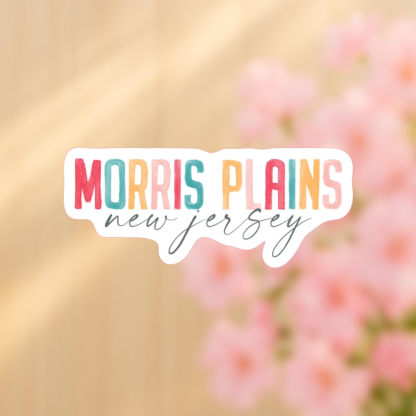 Vinyl Sticker-Watercolor City Morris Plains New Jersey -4