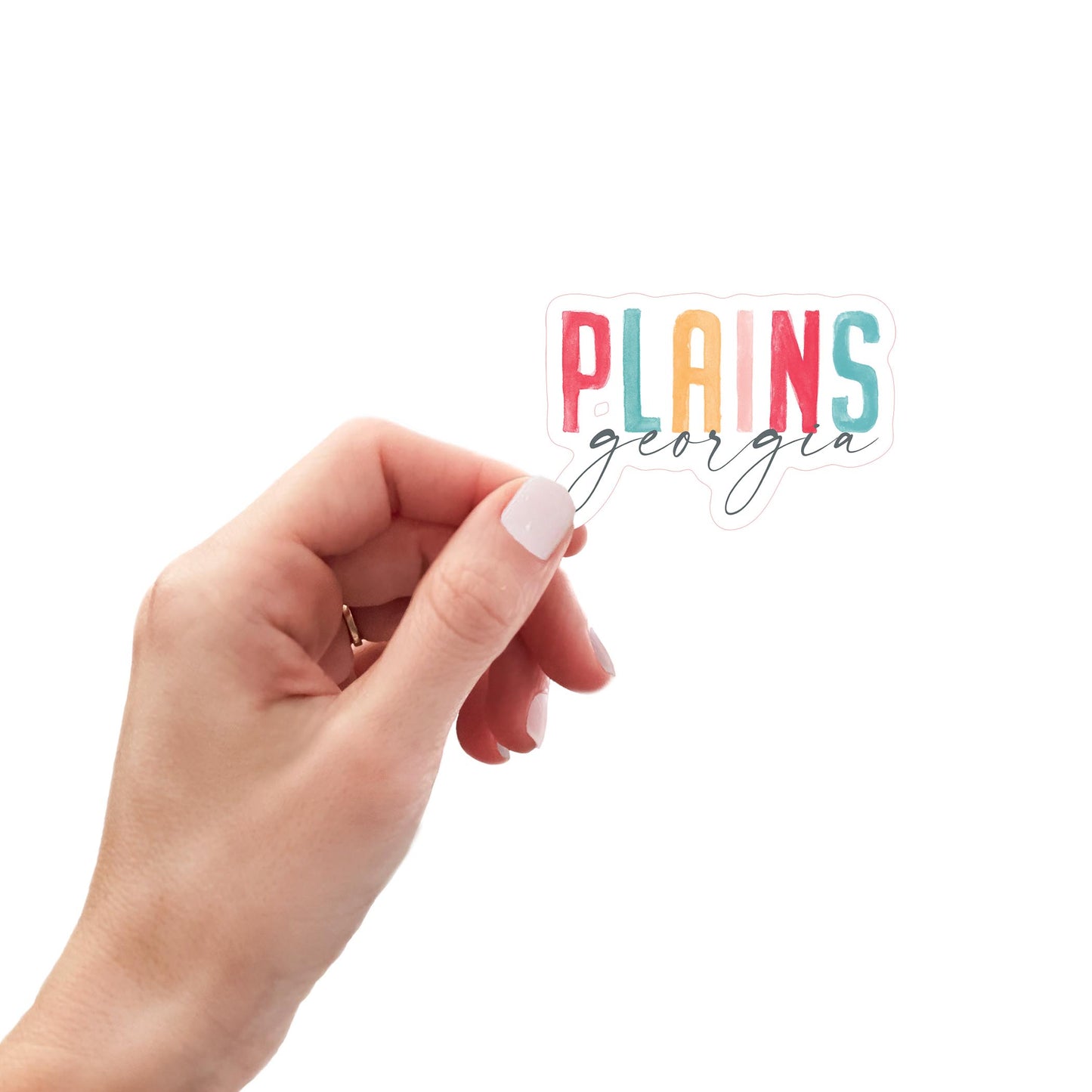 Vinyl Sticker-Watercolor City Plains Georgia -0