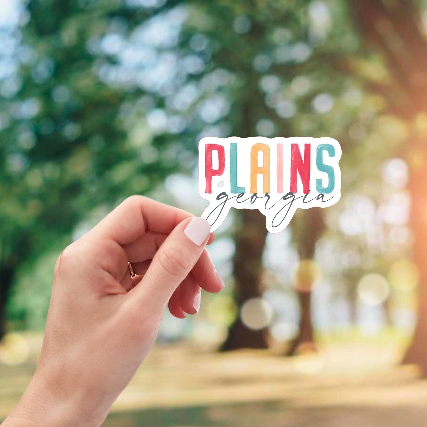 Vinyl Sticker-Watercolor City Plains Georgia -2