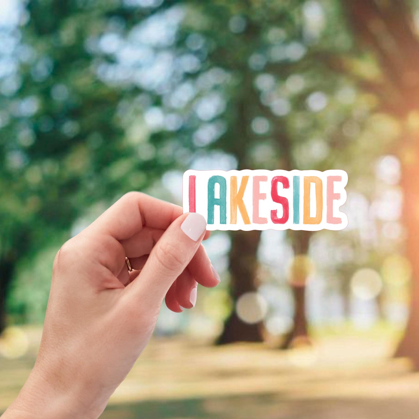 Vinyl Sticker-Watercolor City Lakeside -2