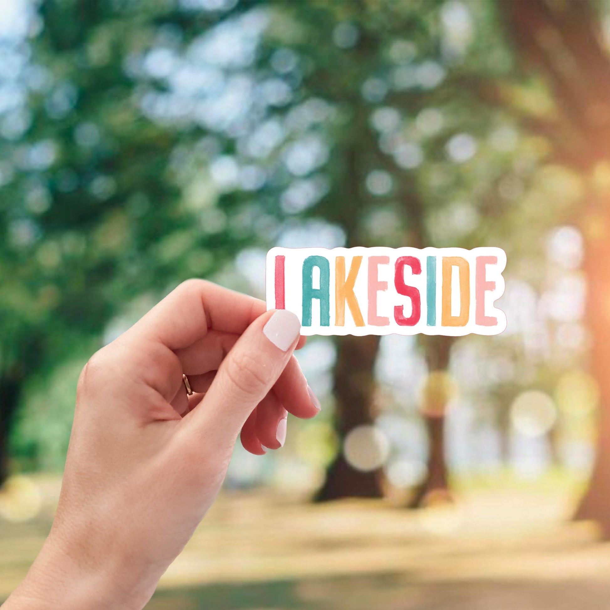 Vinyl Sticker-Watercolor City Lakeside -2
