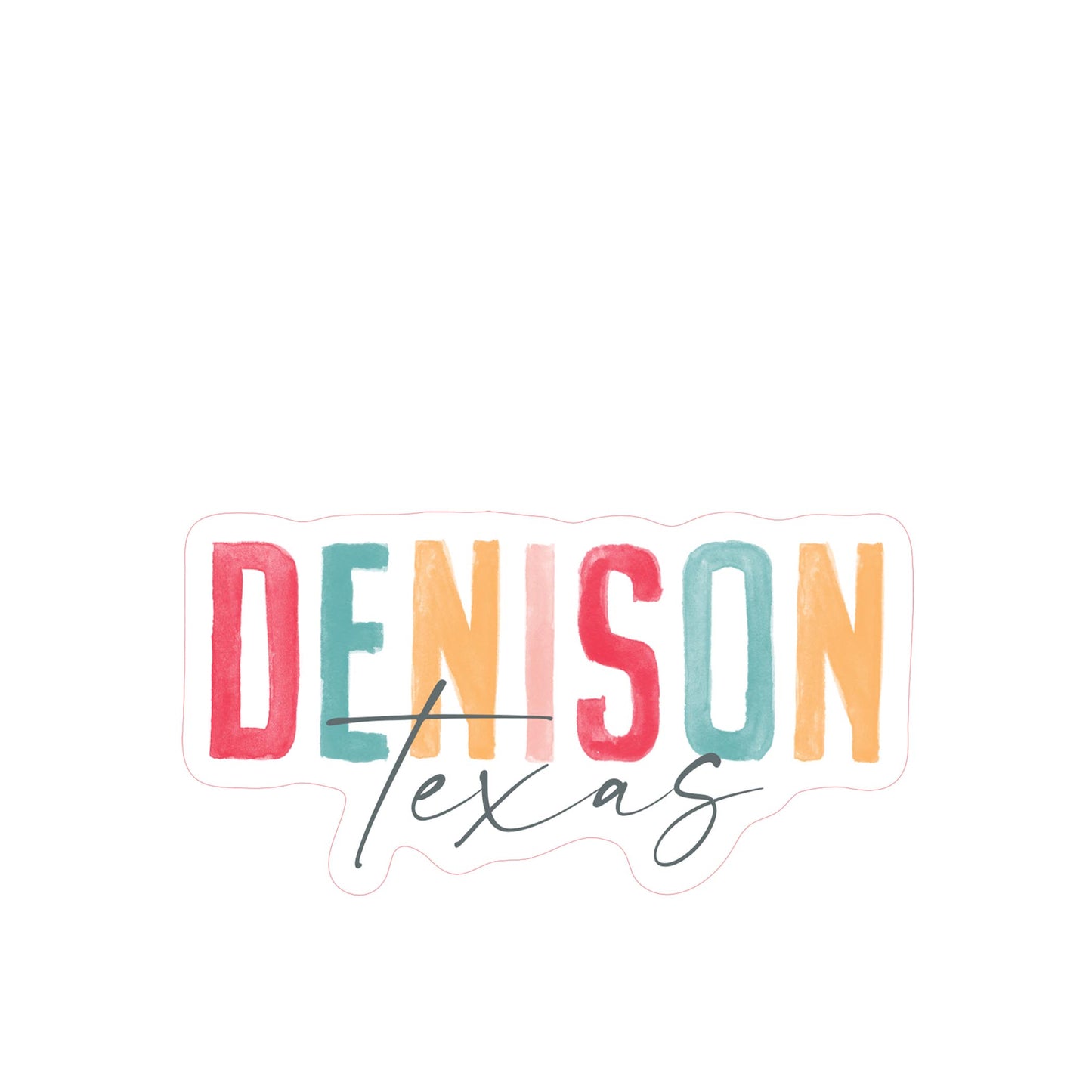 Vinyl Sticker-Watercolor City Denison Texas -3