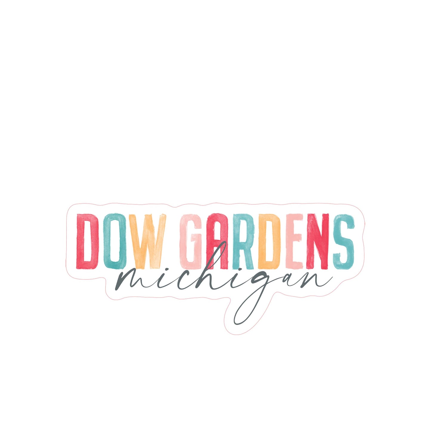 Vinyl Sticker-Watercolor City Dow Gardens Michigan -3