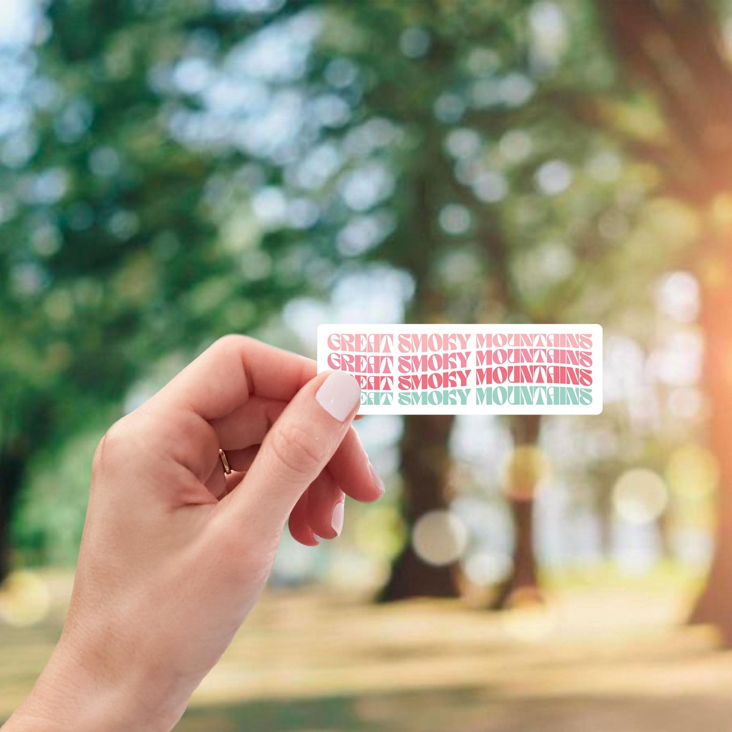 Vinyl Sticker-Retro Wave Great Smoky Mountains