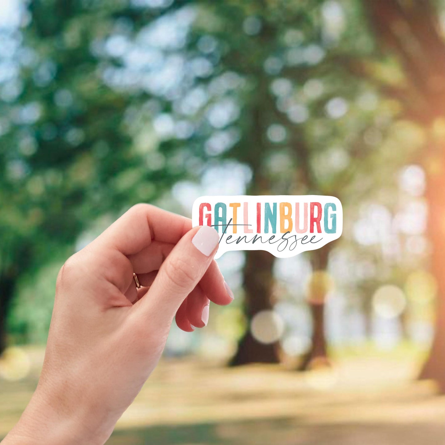 Vinyl Sticker-Watercolor City Gatlinburg Tennessee