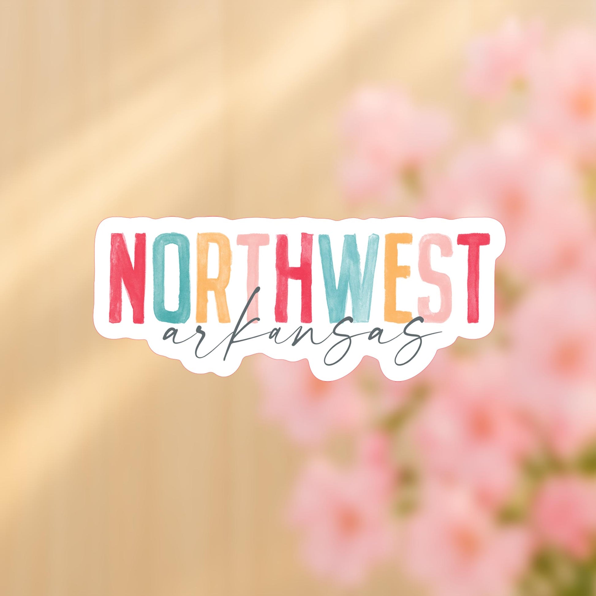 Vinyl Sticker-Watercolor City Northwest Arkansas -4