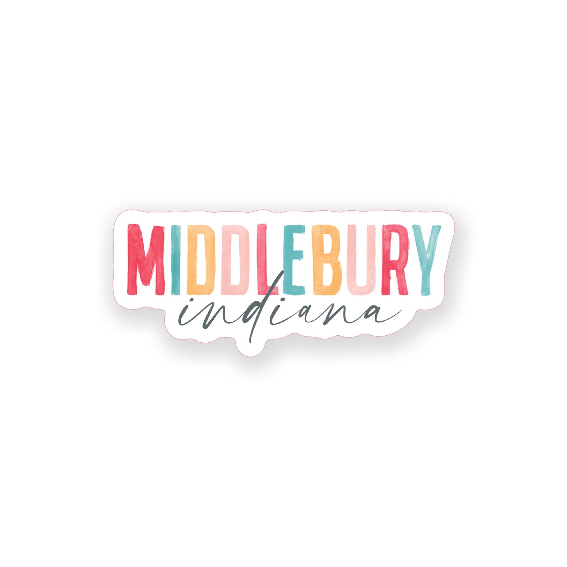 Vinyl Sticker-Watercolor City Middlebury Indiana -0