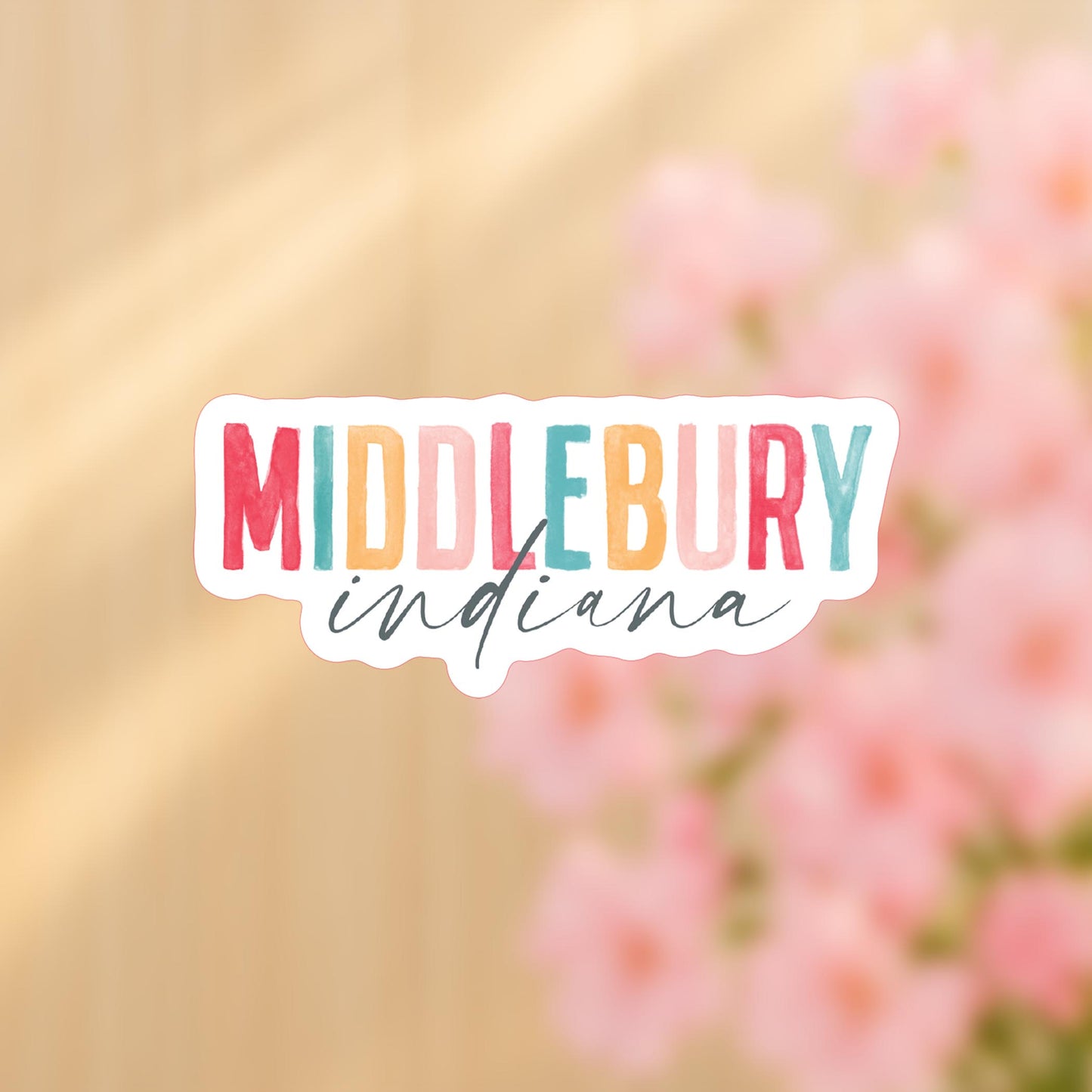 Vinyl Sticker-Watercolor City Middlebury Indiana -4