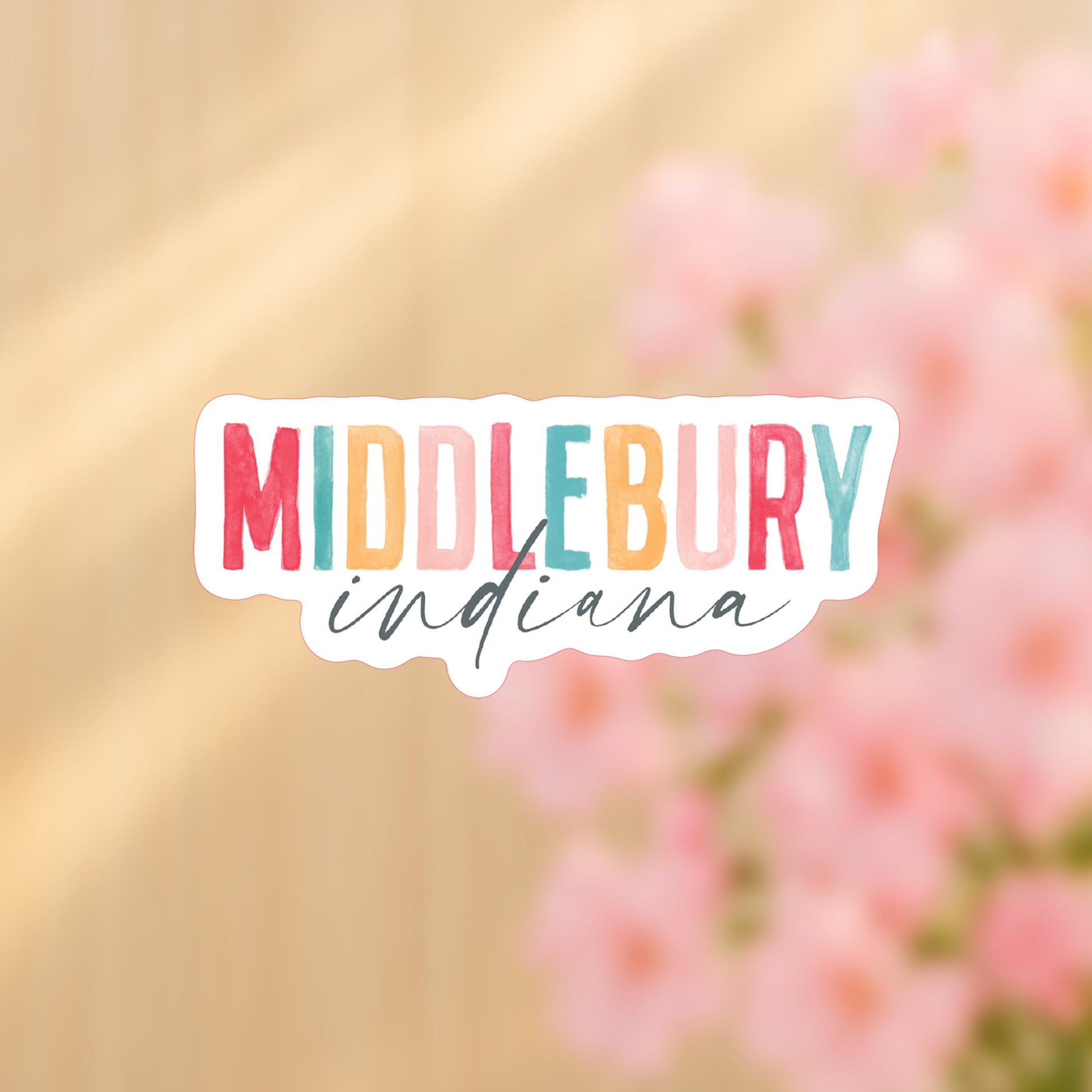 Vinyl Sticker-Watercolor City Middlebury Indiana -4