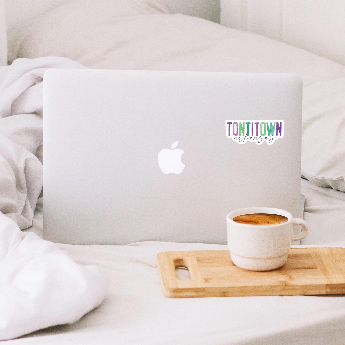 Vinyl Sticker-Watercolor City Tontitown Arkansas -1