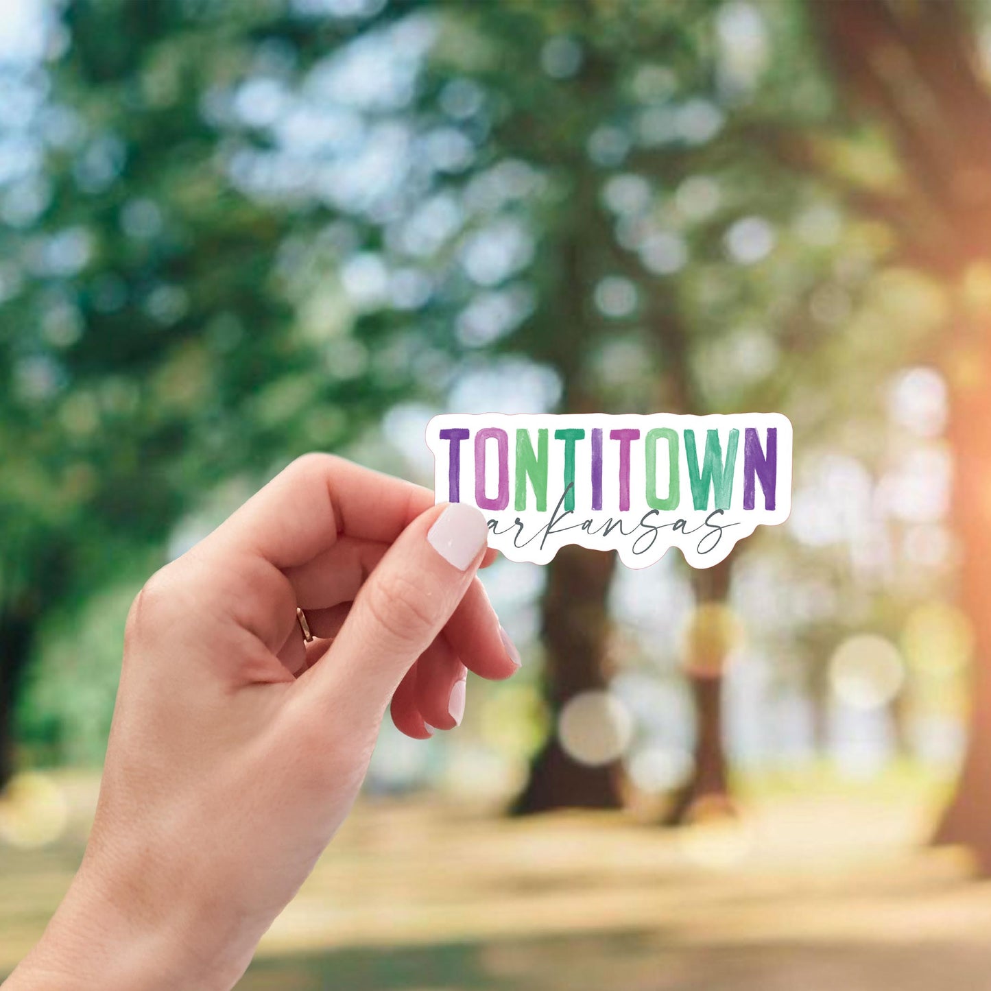 Vinyl Sticker-Watercolor City Tontitown Arkansas -2