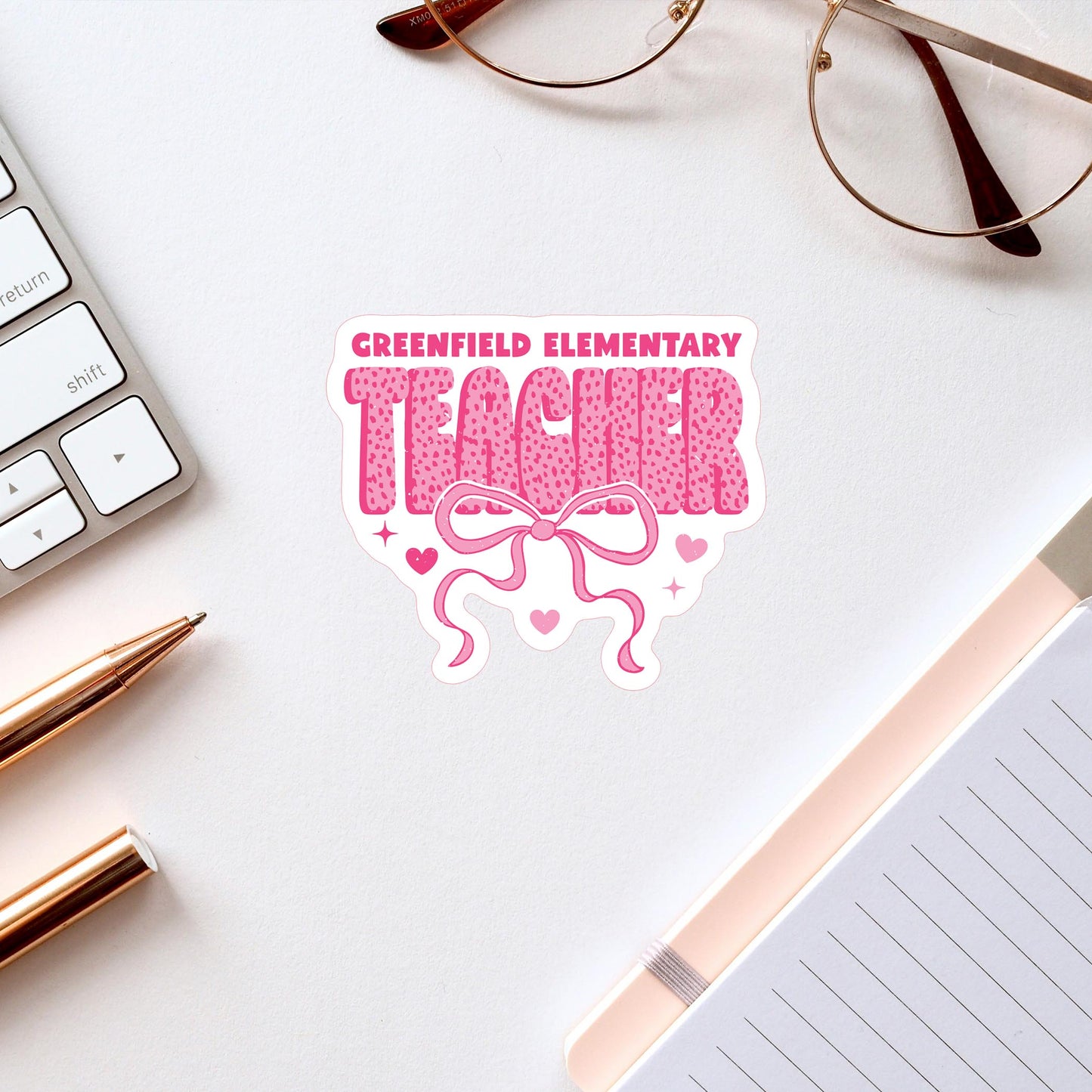 Vinyl Sticker-Love+Local Classroom Coquette Teacher Bow -2