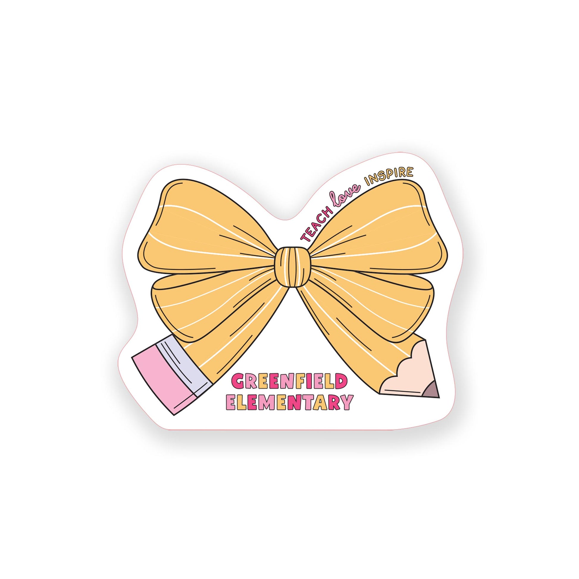 Vinyl Sticker-Love+Local Classroom Coquette Pencil Bow -0