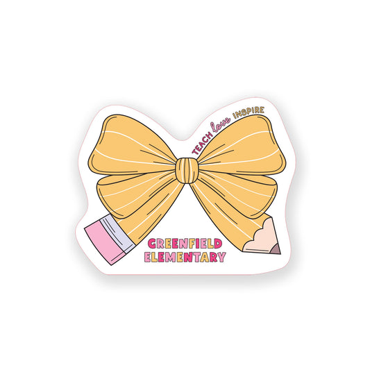 Vinyl Sticker-Love+Local Classroom Coquette Pencil Bow -0