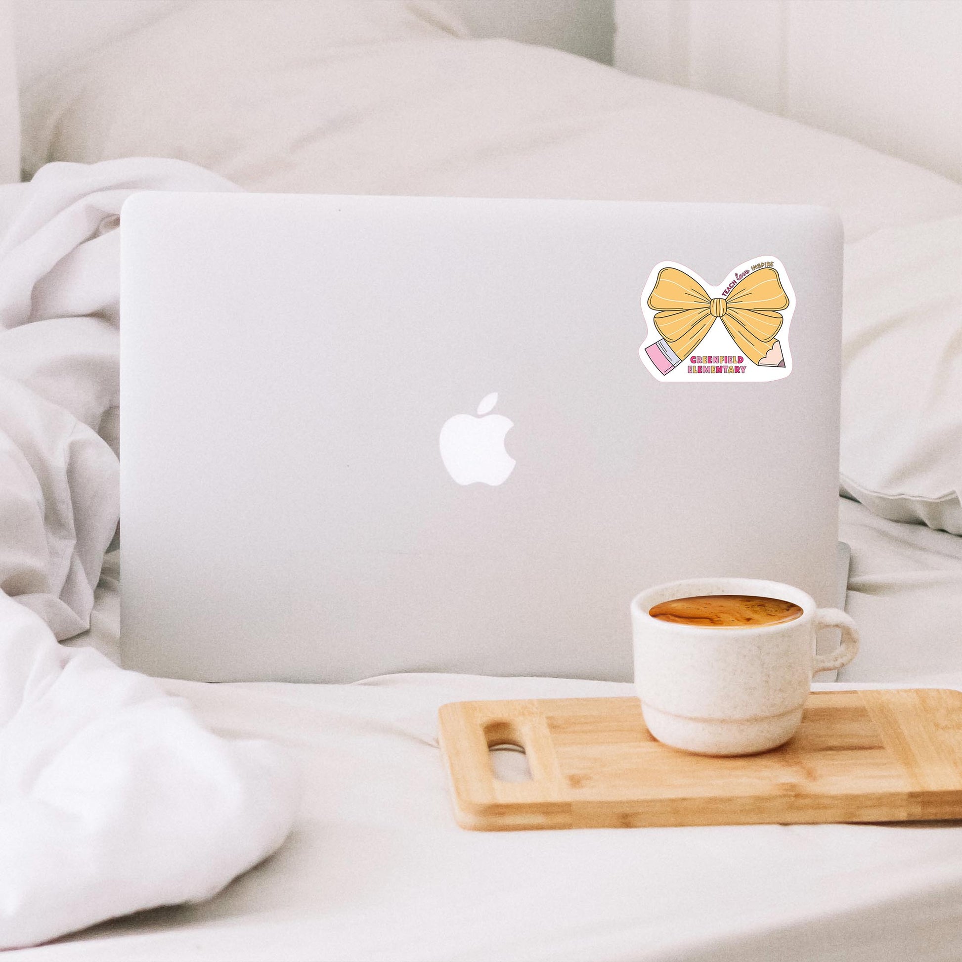 Vinyl Sticker-Love+Local Classroom Coquette Pencil Bow -1