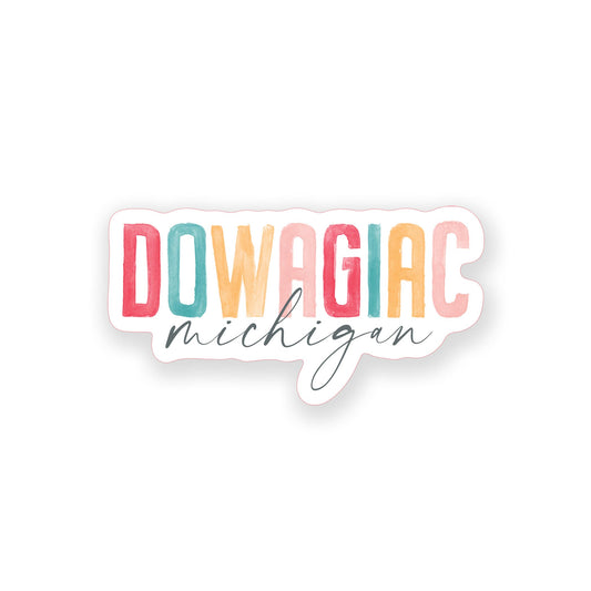 Vinyl Sticker-Watercolor City Dowagiac Michigan -0