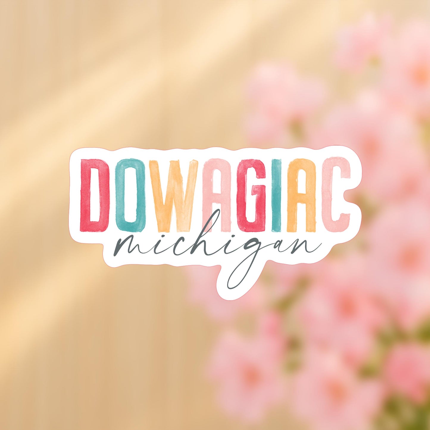 Vinyl Sticker-Watercolor City Dowagiac Michigan -4