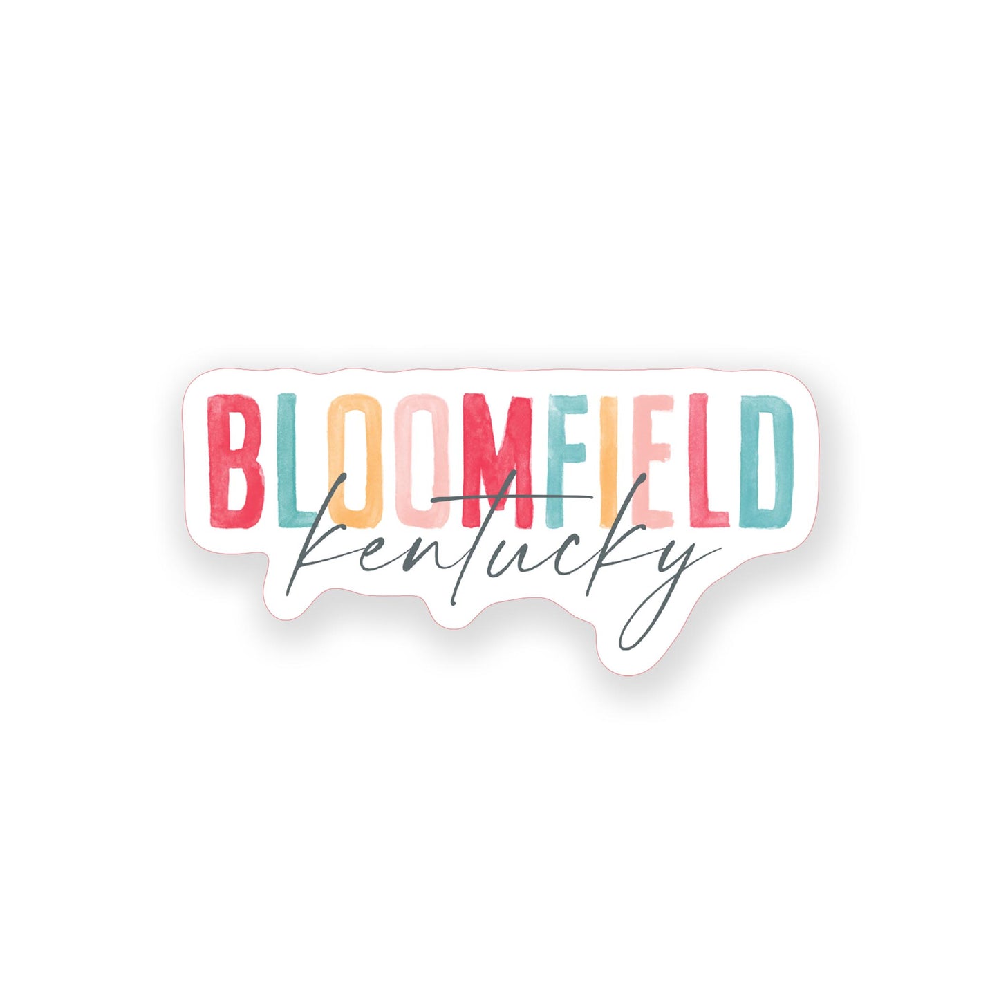 Vinyl Sticker-Watercolor City Bloomfield Kentucky -0