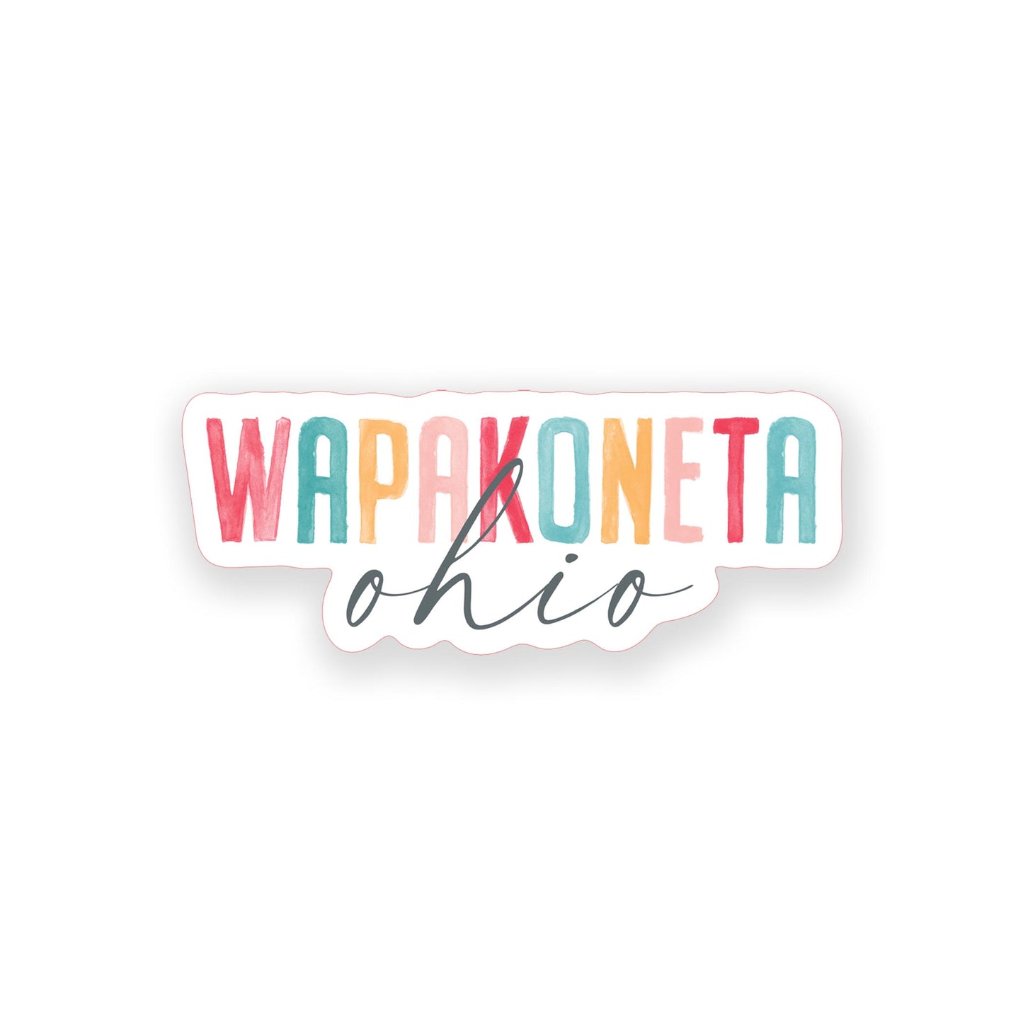 Vinyl Sticker-Watercolor City Wapakoneta Ohio -0