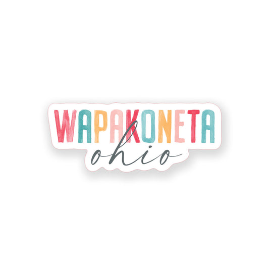 Vinyl Sticker-Watercolor City Wapakoneta Ohio -0
