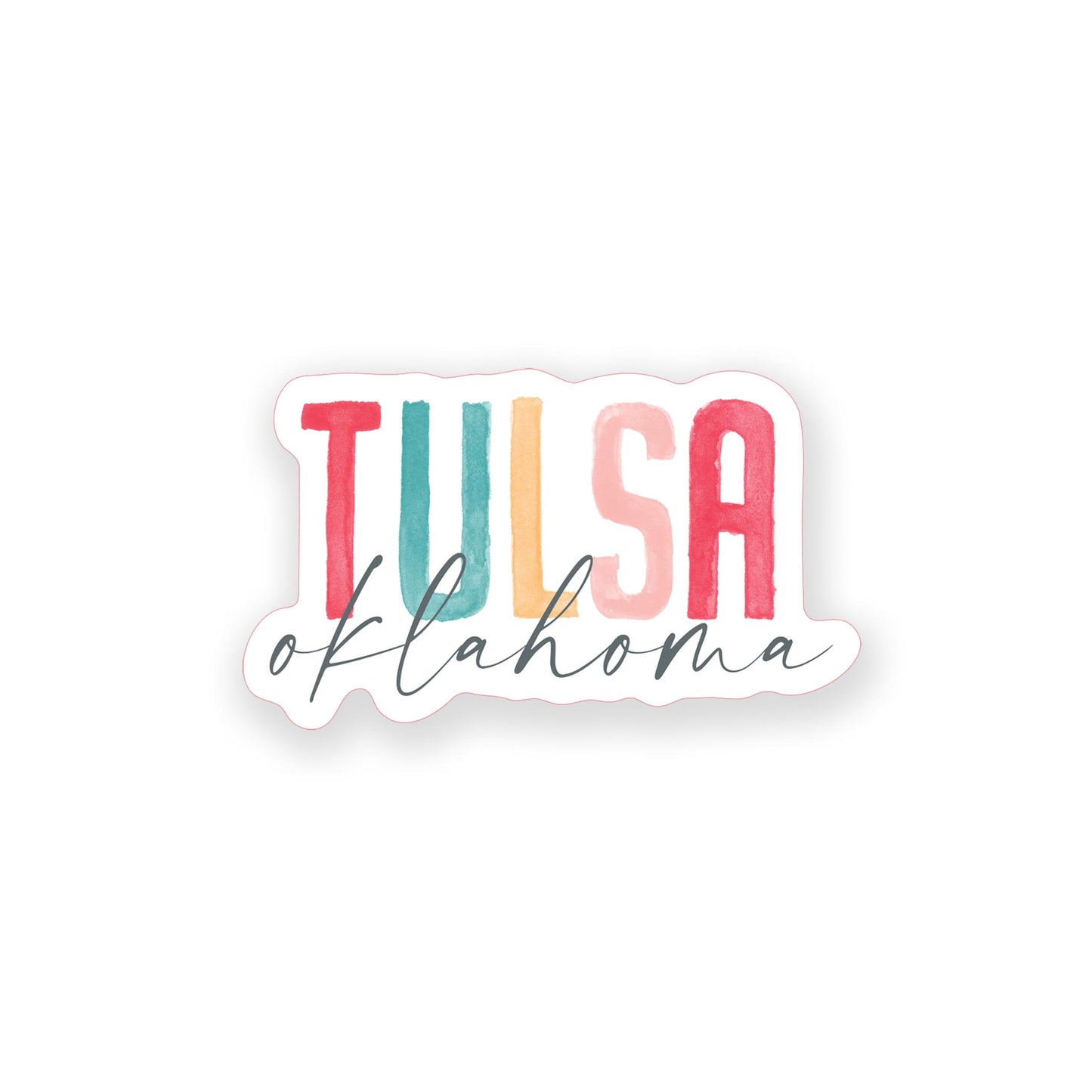 Vinyl Sticker-Watercolor City Tulsa Oklahoma -0