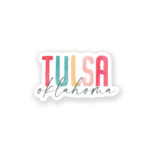 Vinyl Sticker-Watercolor City Tulsa Oklahoma -0