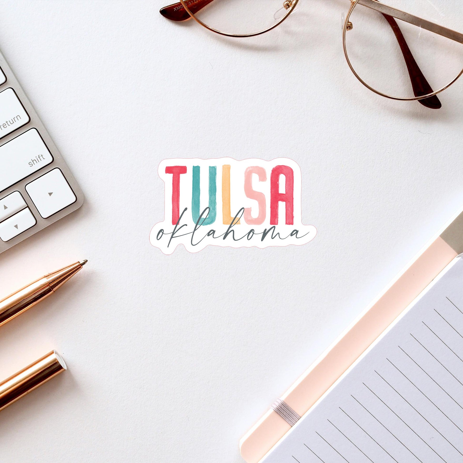 Vinyl Sticker-Watercolor City Tulsa Oklahoma -2