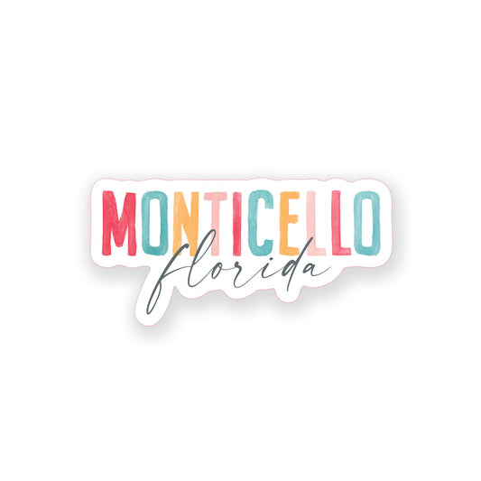 Vinyl Sticker-Watercolor City Monticello Florida -0