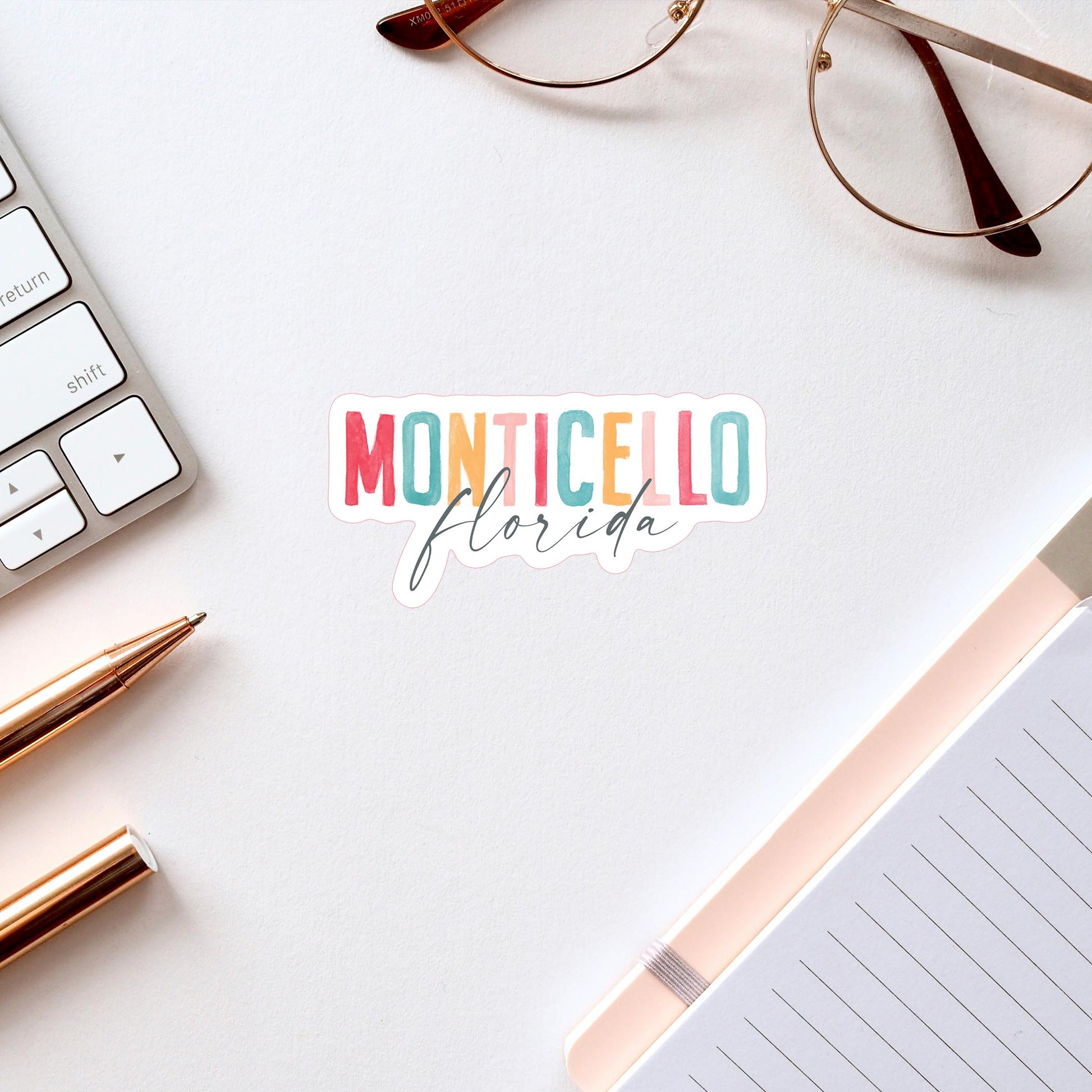 Vinyl Sticker-Watercolor City Monticello Florida -2