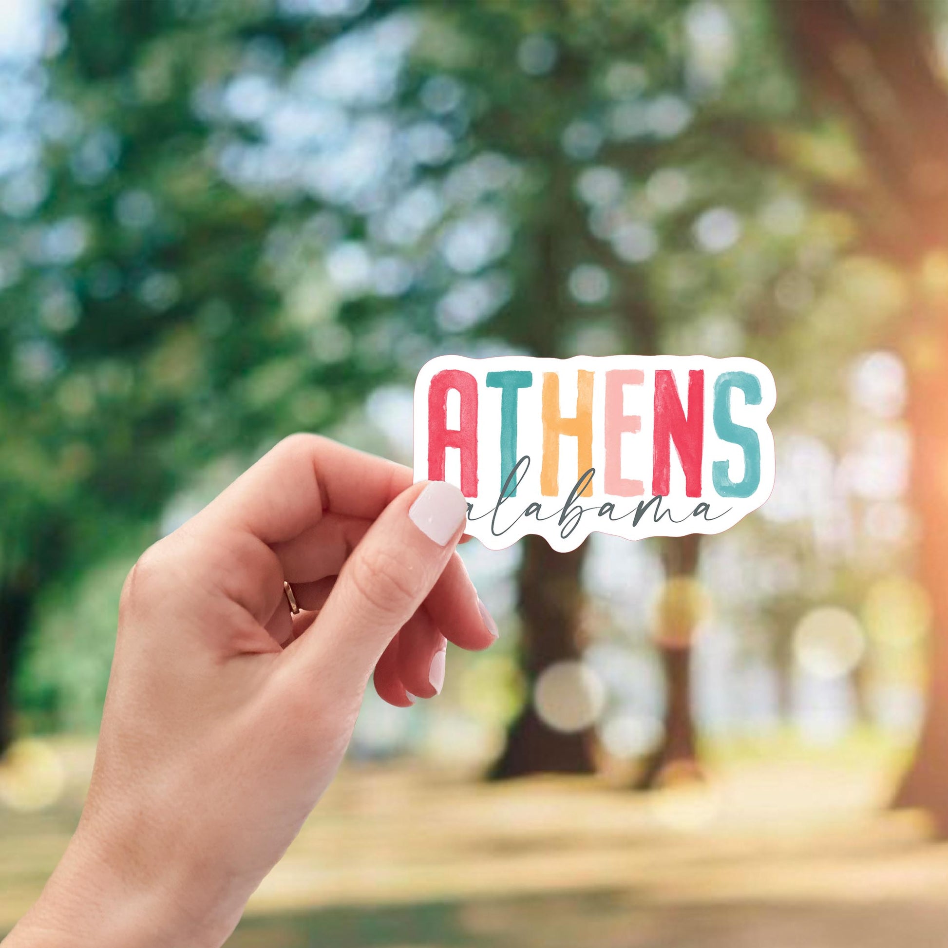 Vinyl Sticker-Watercolor City Athens Alabama -2