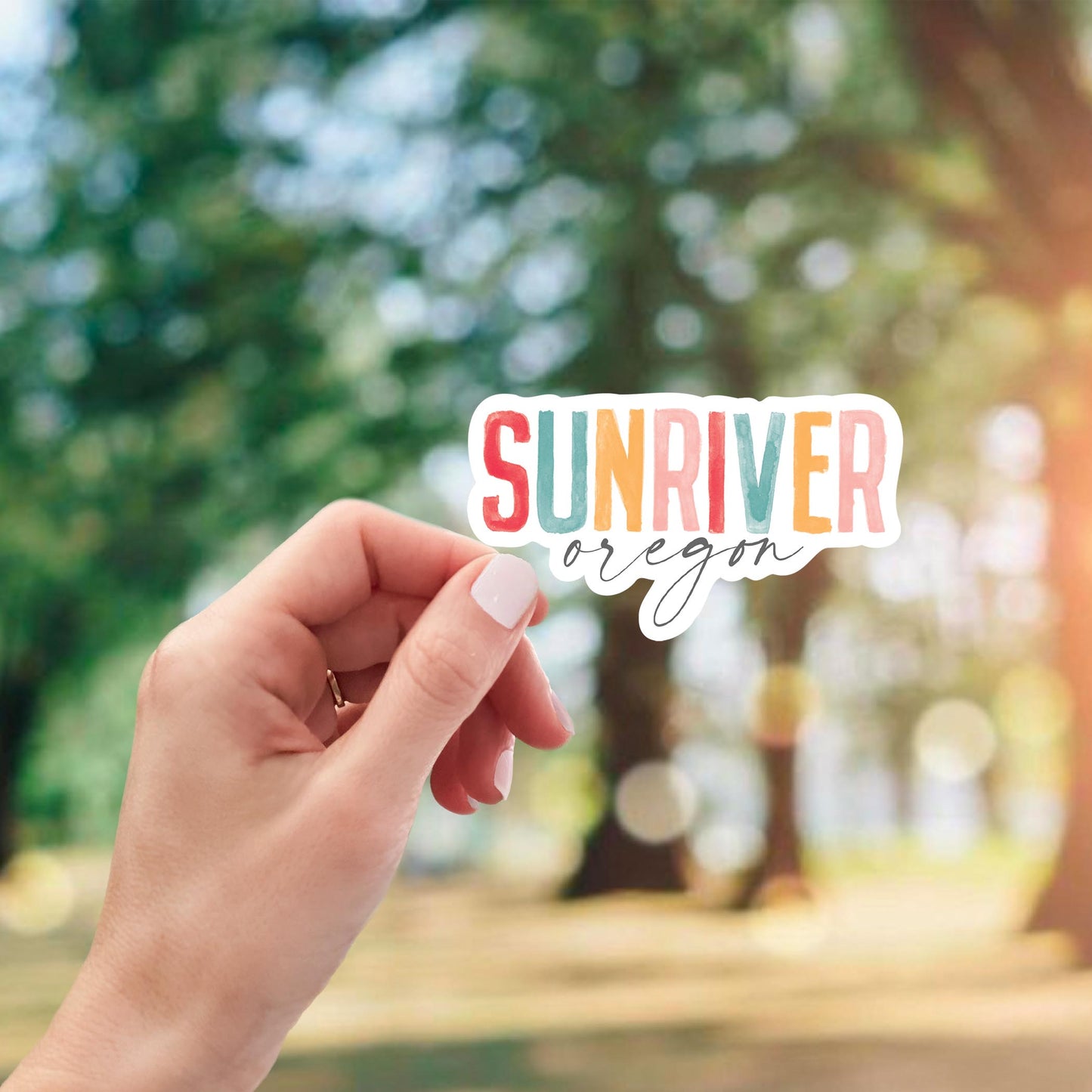 Vinyl Sticker-Watercolor City Sunriver Oregon