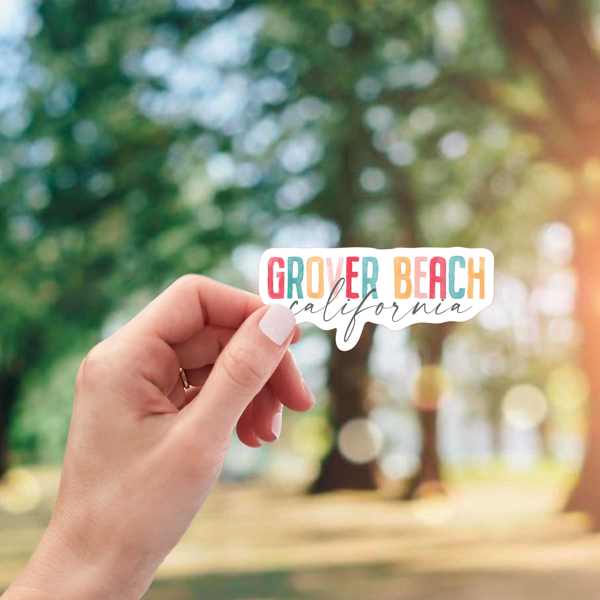 Vinyl Sticker-Watercolor City Grover Beach California -2