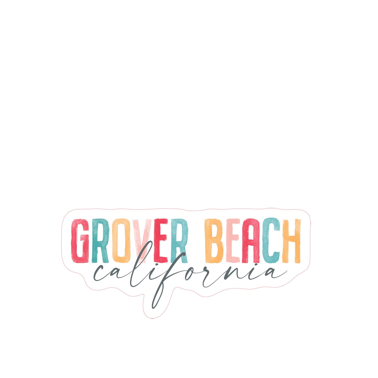 Vinyl Sticker-Watercolor City Grover Beach California -3
