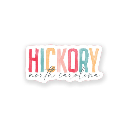 Vinyl Sticker-Watercolor City Hickory North Carolina -0