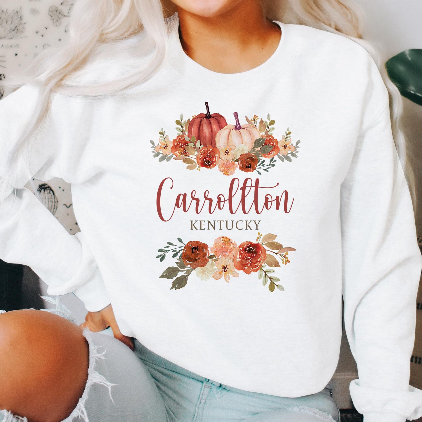 Gildan Sweatshirt White-Fall & Harvest Carrollton Kentucky