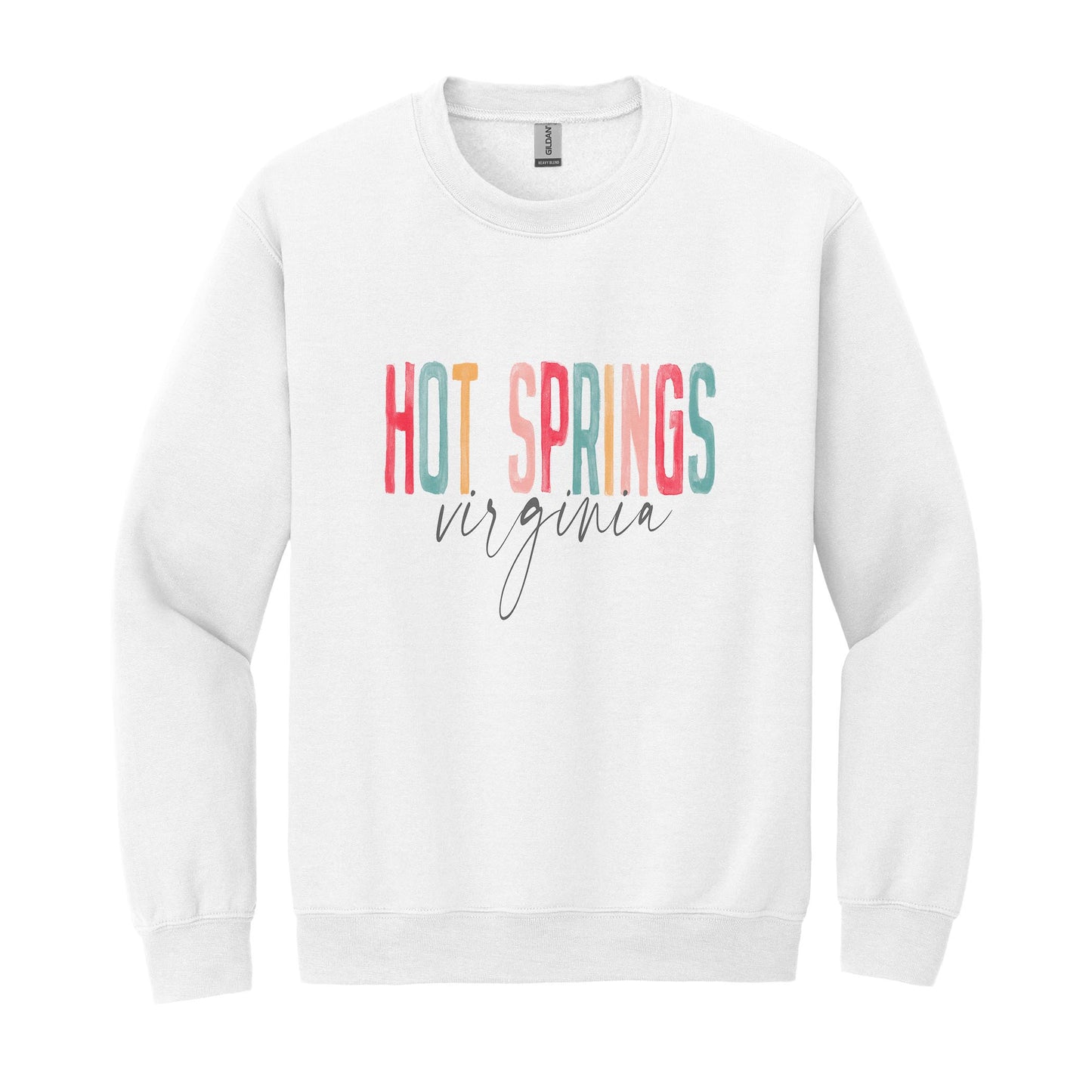 Gildan Sweatshirt White-Hotspringsvaswst18214watercolorstatetown