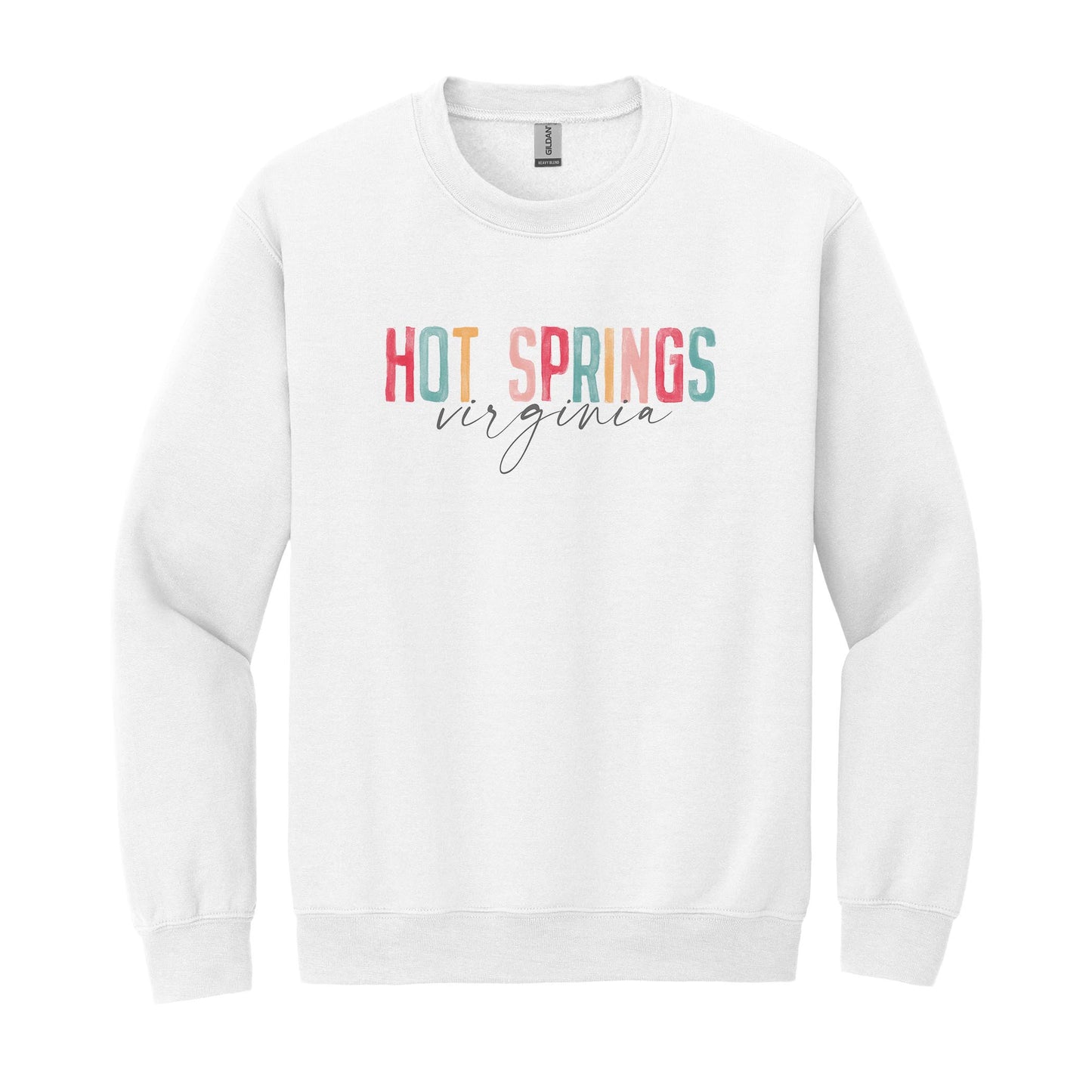 Gildan Sweatshirt White-Watercolor City Hot Springs Virginia