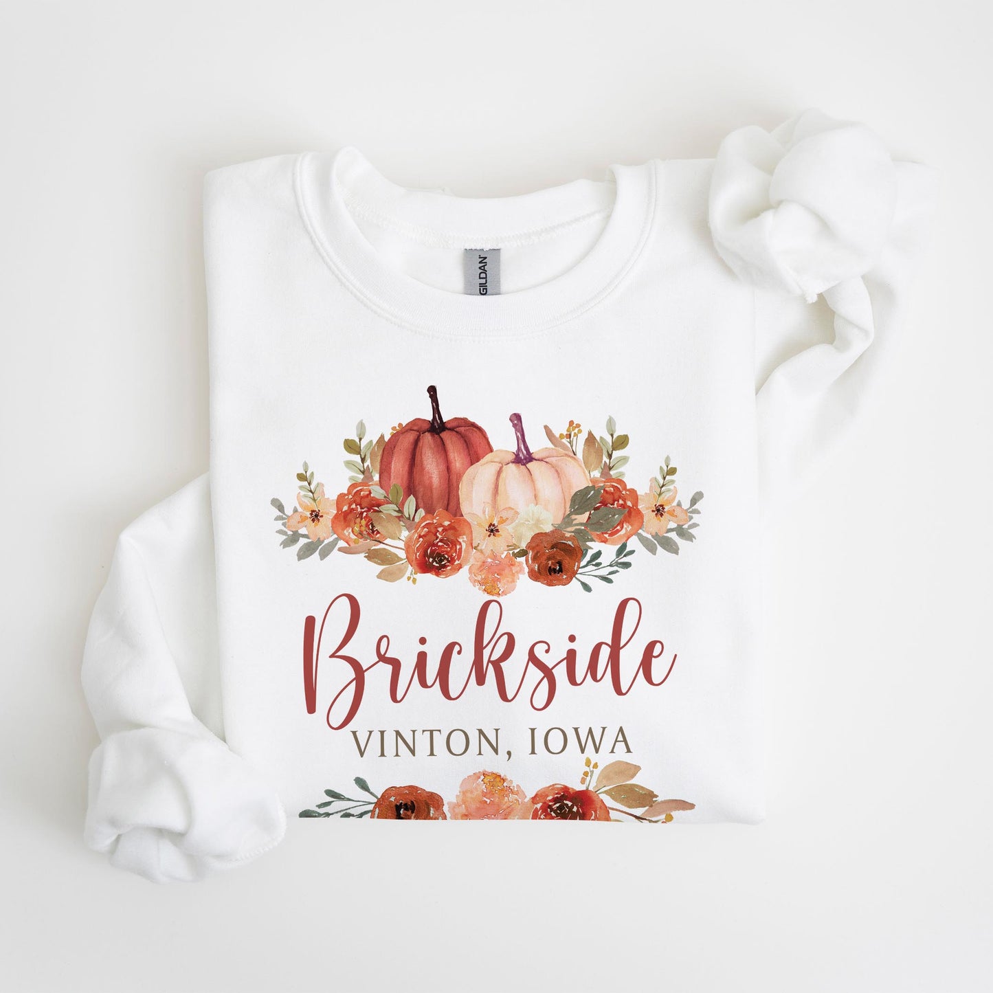 Gildan Sweatshirt White-Fall & Harvest Brickside Vinton, Iowa