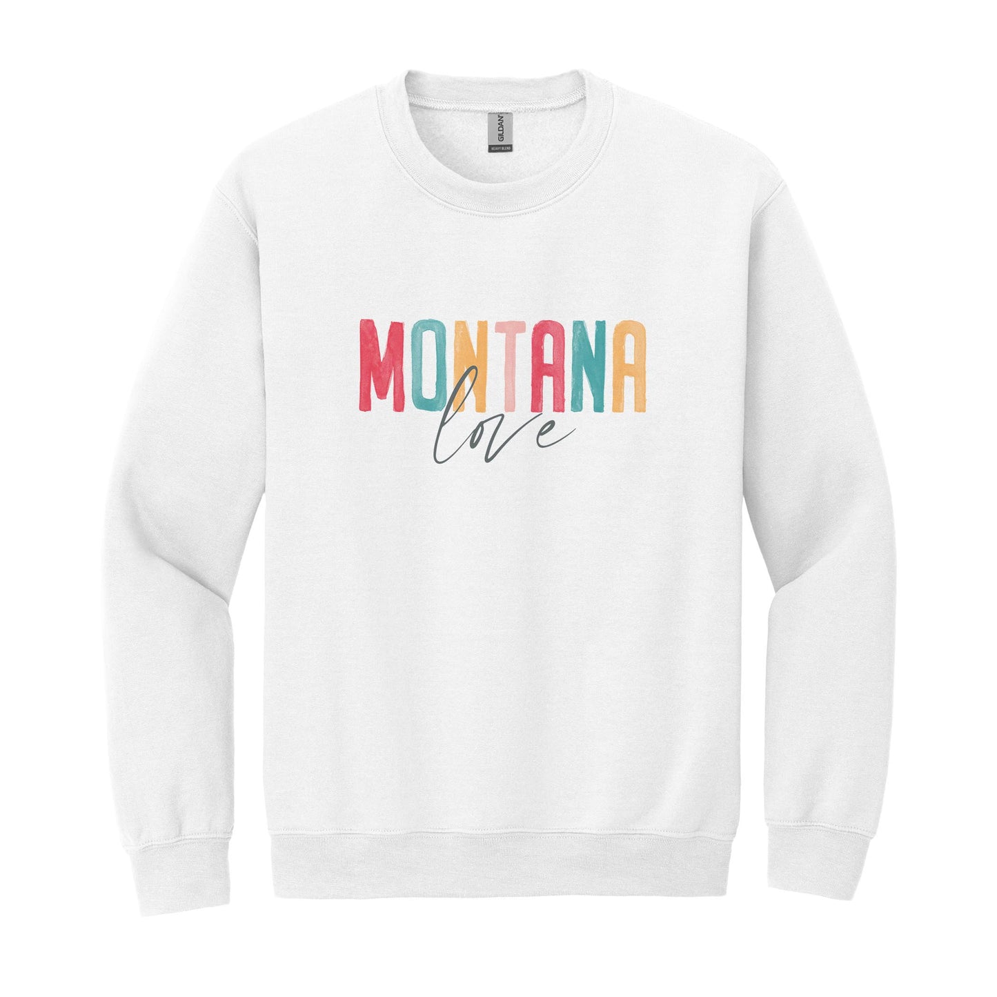 Gildan Sweatshirt White-Watercolor City Montana Love -0