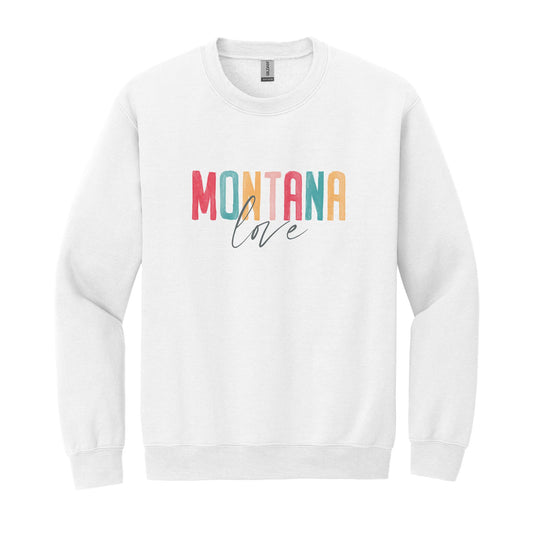 Gildan Sweatshirt White-Watercolor City Montana Love -0