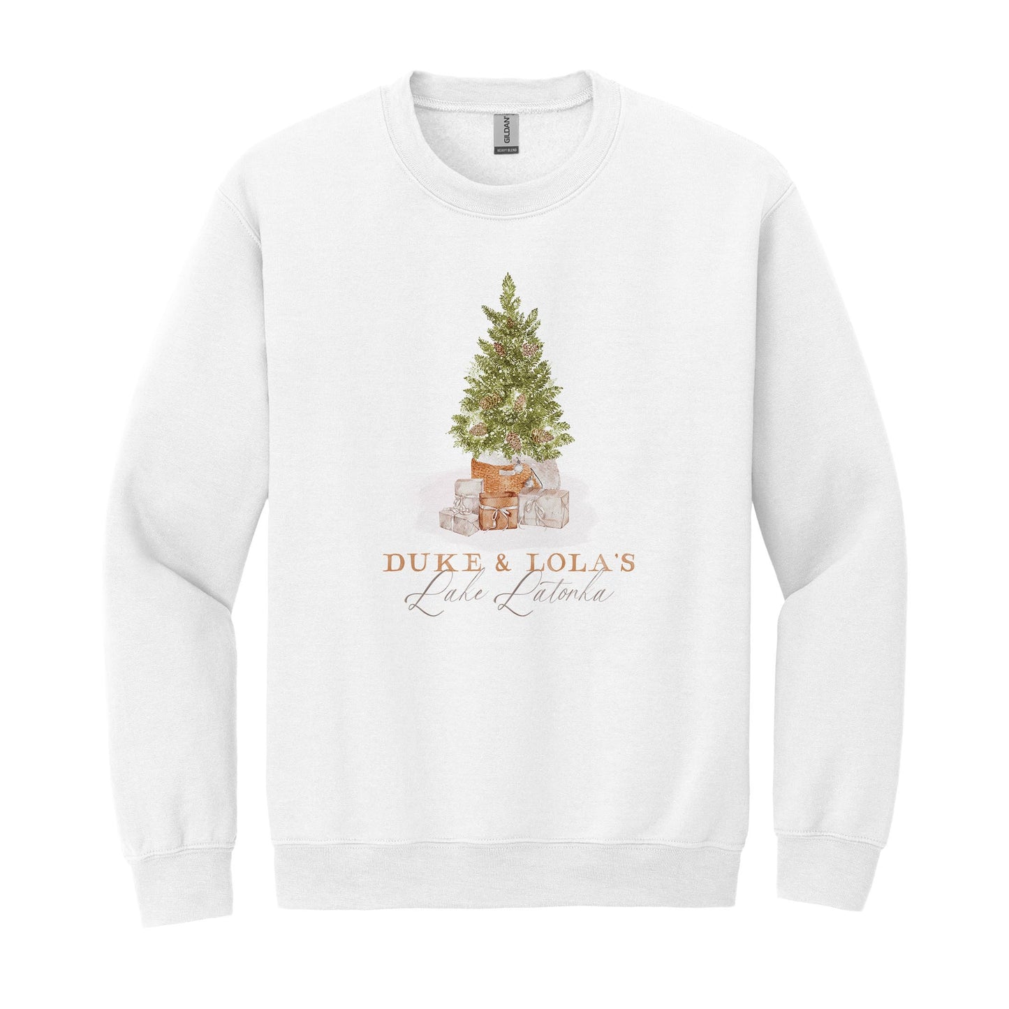 Gildan Sweatshirt White-Cottage Tree Duke & Lola's Lake Latonka
