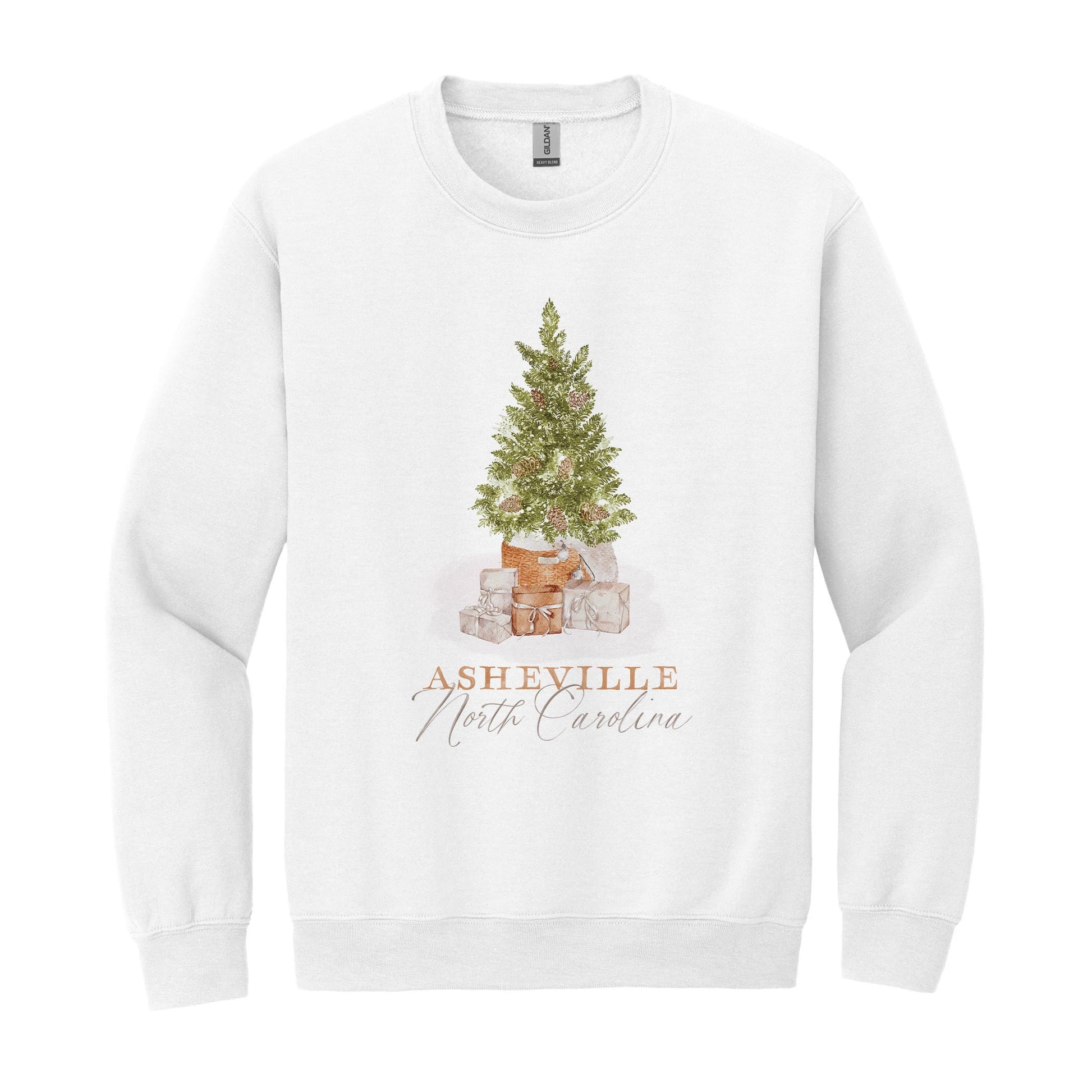 Gildan Sweatshirt White-Cottage Tree Asheville North Carolina -0